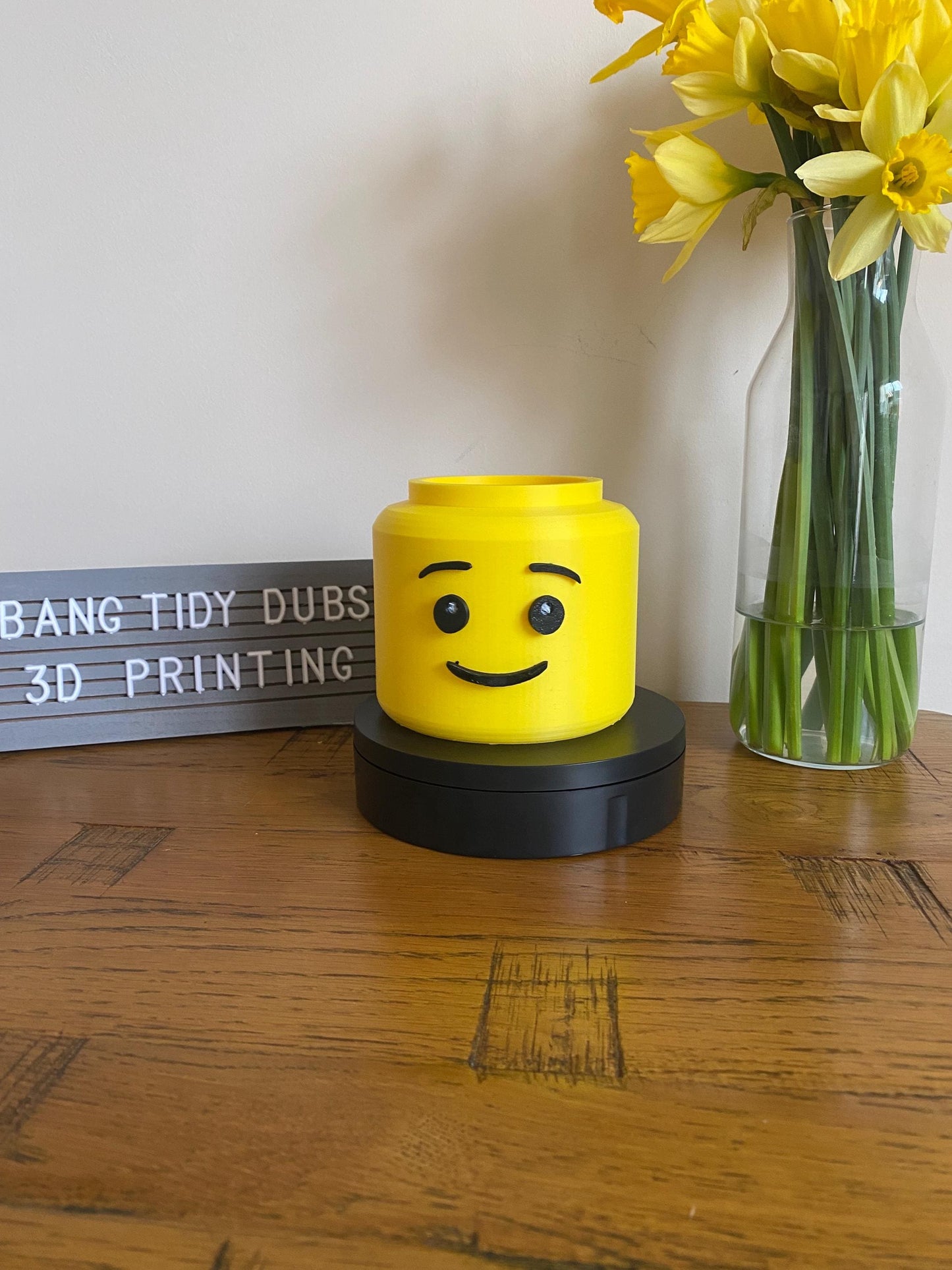 3D Printed L3GO inspired  Lego Head planter Plant Pot flowers artificial