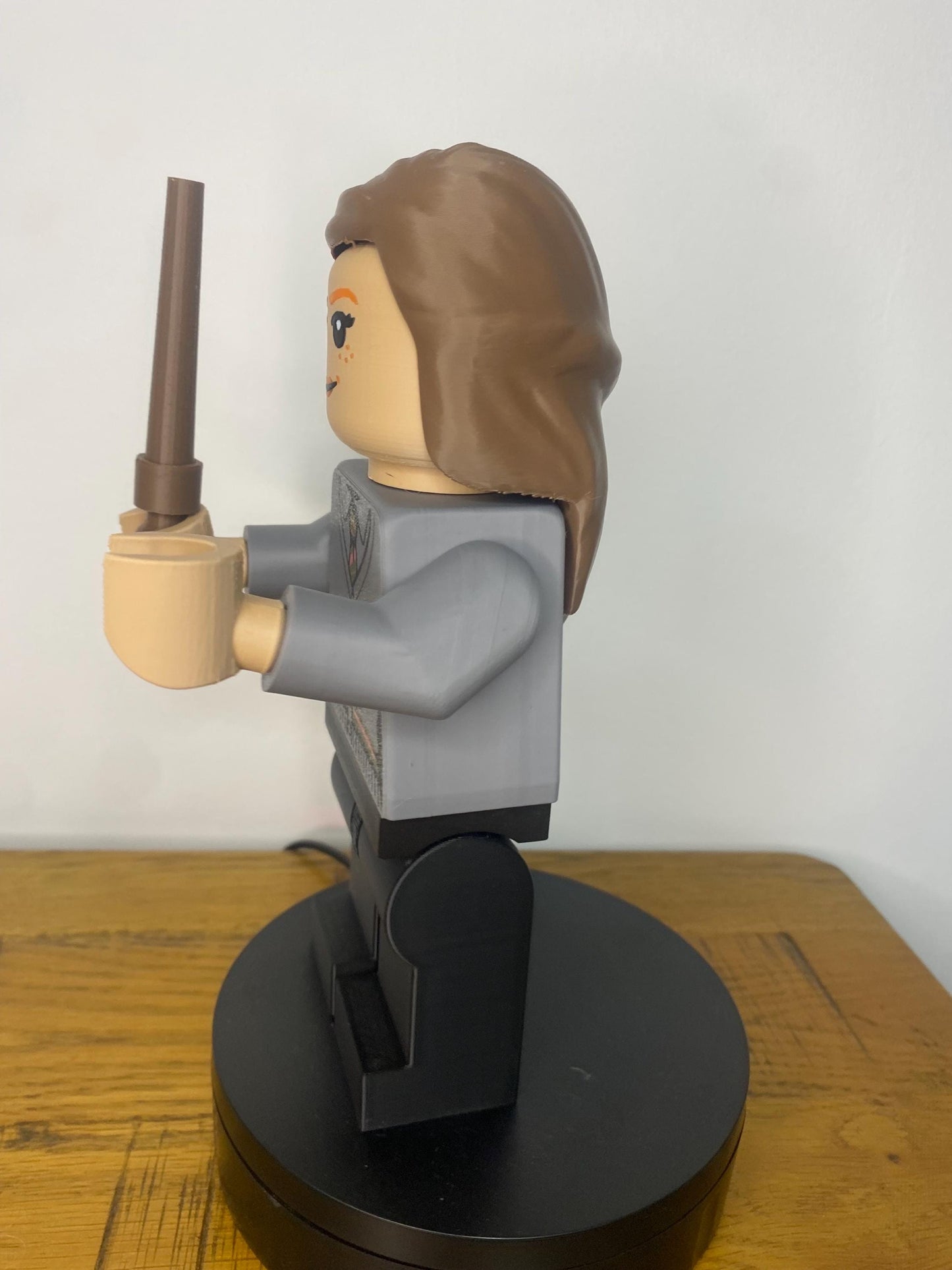 Big Brick L3GO inspired Hermoine Granger  complete with wand. 9” tall perfect for Harry Potter fan / gift / present wizard