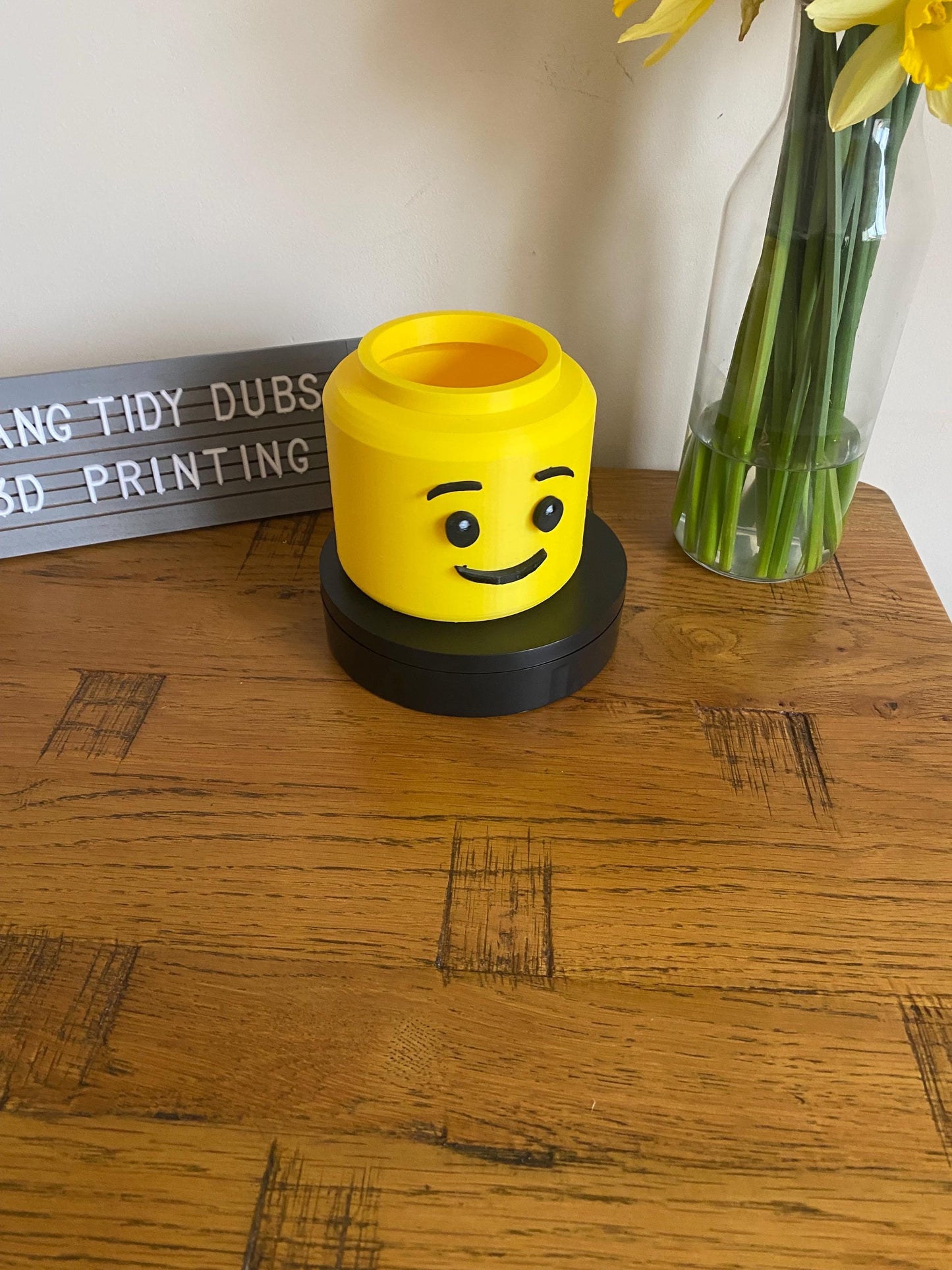 3D Printed L3GO inspired  Lego Head planter Plant Pot flowers artificial