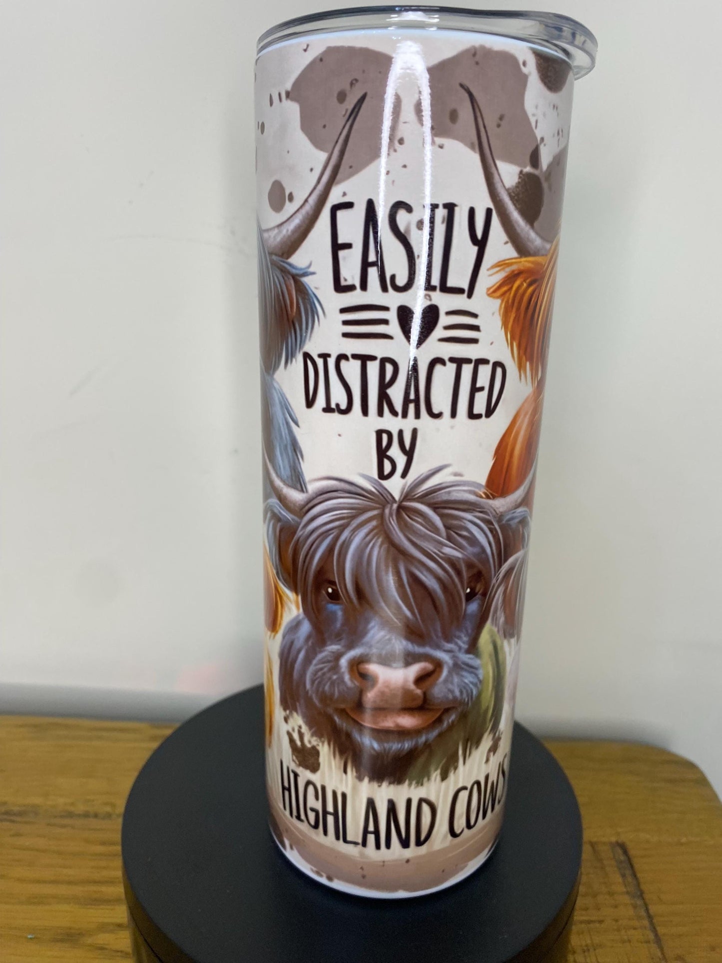 Easily distracted by Highland Cows 20oz Tumbler. Funny friend gift mug cup,  farm animals .