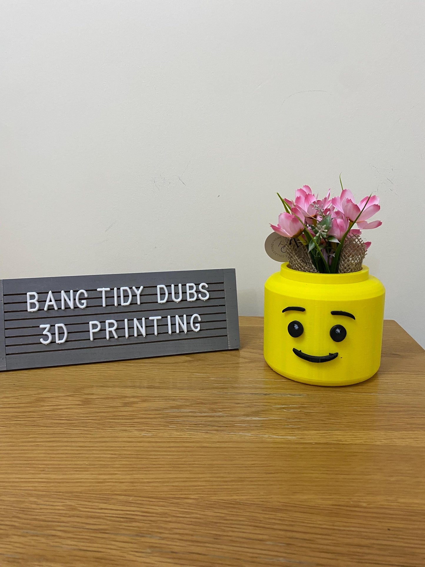 3D Printed L3GO inspired  Lego Head planter Plant Pot flowers artificial