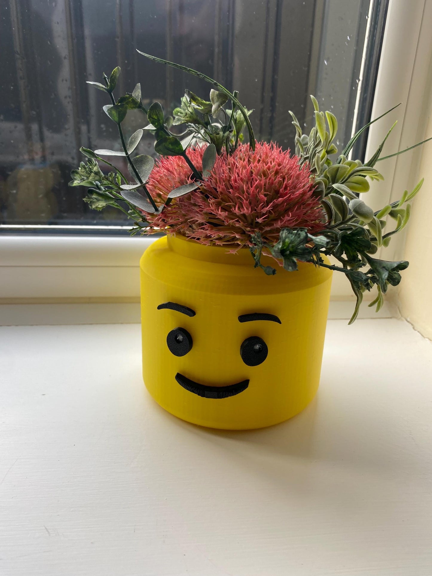 3D Printed L3GO inspired  Lego Head planter Plant Pot flowers artificial