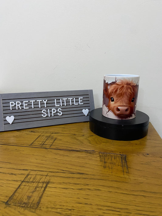 Beautiful baby highland cow mug! Funny mug, Gift, Office mug 11oz 325ml farmers, cattle