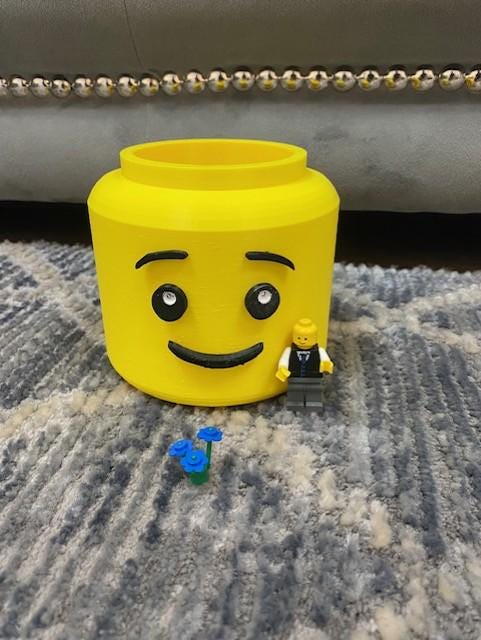 3D Printed L3GO inspired  Lego Head planter Plant Pot flowers artificial