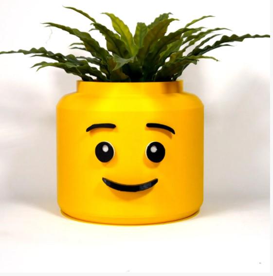 3D Printed L3GO inspired  Lego Head planter Plant Pot flowers artificial