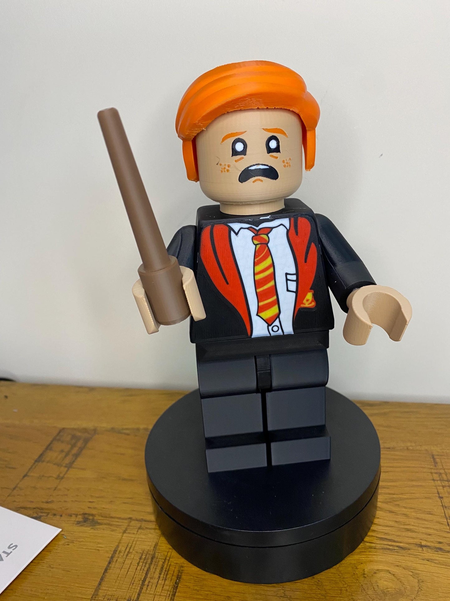 3D Printer L3GO inspired Ron Weasley wizard complete with wand. 9” tall perfect for Harry Potter fan / gift / present