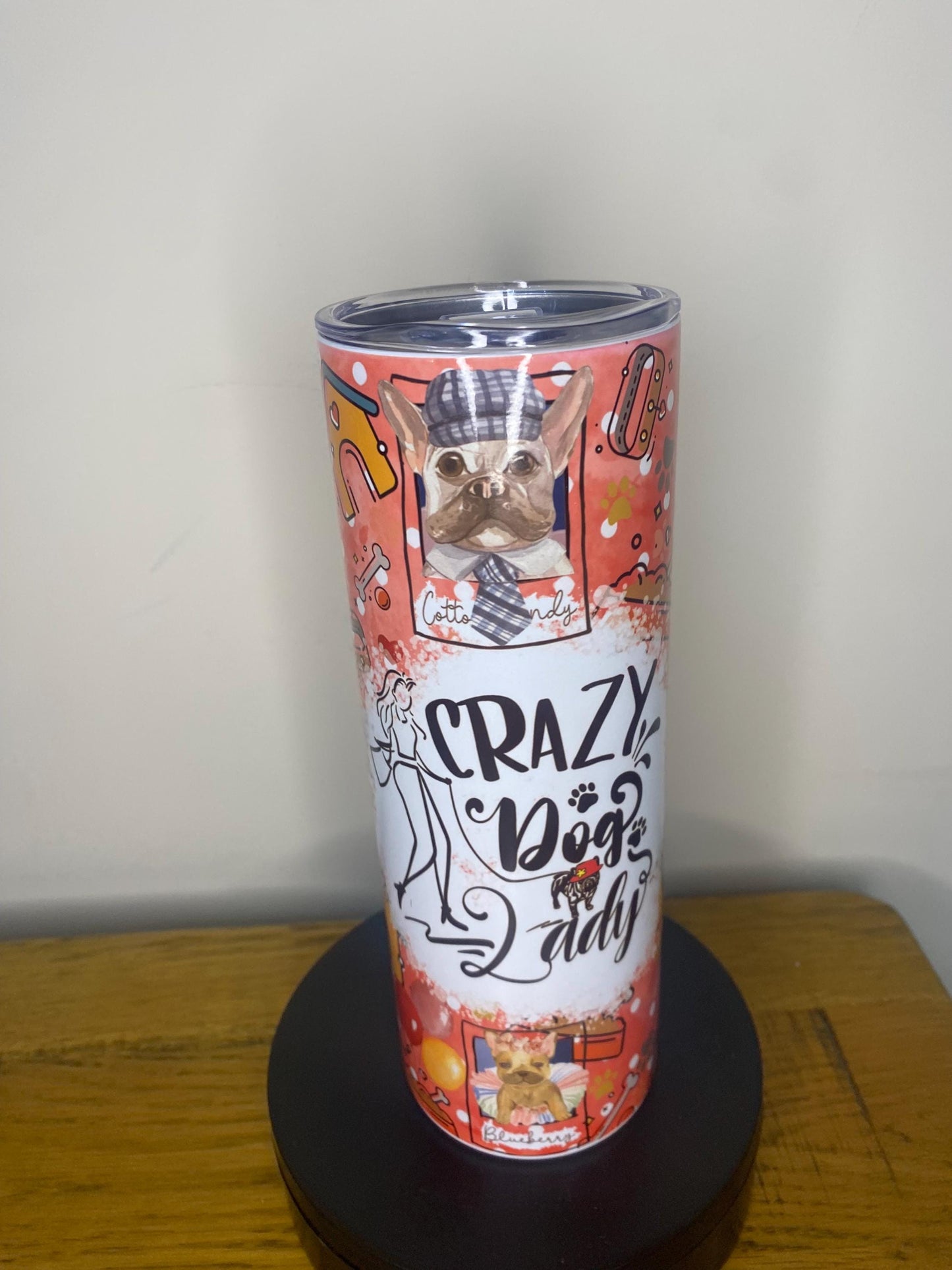 Crazy Dog Lady Frenchie 20oz Tumbler. Funny friend gift mug cup,  dog Lover French Bulldog